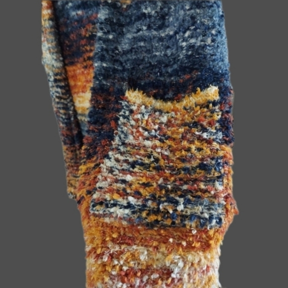 Pilcro Anthropologie sweater cardigan with pockets - orange, blue, white - Picture 6 of 15